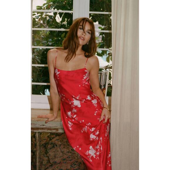 NEW Z SUPPLY alyse darya floral maxi dress in kiss me red - Picture 5 of 5